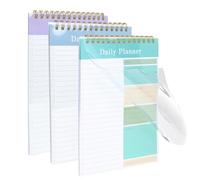 To Do List Notebook 3 Pack, A5 Daily Planner To Do List Book Spiral Notepad Undated 30 Page Checklist Productivity To Do List Pad for Daily Plans Work Study Personal Organized (3 Colors)