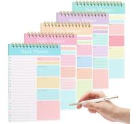 To Do List Notebook 5 Pack, A5 Spiral Total 150 Pages Undated Daily Planner Notepad with Tear-Off Sheets, Schedule Checklist for Work, Study Setting Goals, Task Planning & Personal Organisation