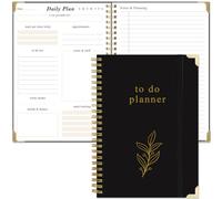 To Do List Notebook - Aesthetic Daily Planner to Easily Organize Your Tasks And Boost Productivity - Undated Planner for School or Office Supplies, 5.8" x 8.5", Black