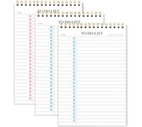 To Do List Notepad 3 Pack/Set, Undated Daily Planner Notepad With To Do List Notebook Checklist Planner Spiral Waterproof Notepad for Office Supplies, School Planner, 52 Sheets/Pack, 5.5"*8.3" A5 Size