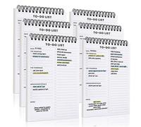 To Do List Notepad 6 Pack: Has Multiple Functional Sections - 5.2 x 8" 35 Sheets - Spiral Daily Planner Notebook - Task CheckList Organizer Agenda Pad for Work, Note and Todo Organization
