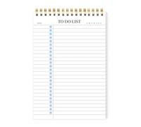To Do List Notepad, Undated Daily Planner Notepad with To Do List Notebook Checklist Planner Spiral Waterproof Notepad for Office Supplies, School Planner, Blue, 52 Sheets, 5.5"*8.3" A5 Size