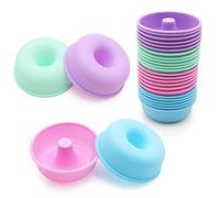 To encounter 24Pack Silicone Donut Pans for Baking, Nonstick Round Doughnut, Reusable Baking Cups, Muffin Cupcake Molds, 2.5 Ounces Bagel Pan