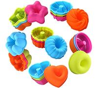 To encounter 24Pack Silicone Molds, Nonstick 2 3/4 inches Donut Mold, Silicone Baking Cups, Donut Pan, Muffin, Jello, Bagel Pan, Oven- Microwave- Dishwasher Safe