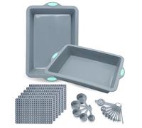 To encounter 25 Pieces Silicone Baking Sheet Pans Set, Non-Stick Silicone Cookie Sheet with Baking Mats, Heat Resistant Baking Tray Sets, with Metal Reinforced Frame More Strength, Light Grey