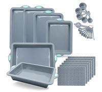 To encounter 29 Pieces Silicone Baking Sheet Pans Set, Non-Stick Silicone Cookie Sheet with Baking Mats, Heat Resistant Baking Tray Sets, with Metal Reinforced Frame More Strength, Light Grey