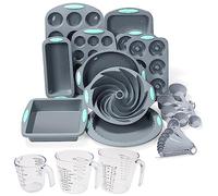 To encounter 30 in 1 Silicone Baking Set - 10 Silicone Baking Cake Pan, Cake Molds, Cookie Sheet, Donut Muffin Pan with Measuring Cups and Spoons Set