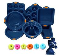 To encounter 31 Pieces Silicone Baking Pans Set, Nonstick Bakeware Sets, BPA Free Silicone Molds, with Metal Reinforced Frame More Strength, Navy Blue