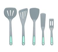 To encounter 5 Pieces Silicone Spatula Set, Non-Stick Silicone Turner Spatulas, Heat Resistance Cooking Utensils, Flip Turner for Fish, Egg, Pancake,Dishwasher Safe, Light Grey