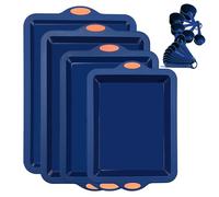 To encounter Silicone Baking Pans Set, 4 Pieces Nonstick Bakeware Set with Baking Pans, Baking Sheets, Cookie Sheets, Cake Pan with Metal Reinforced Frame More Strength, Navy Blue