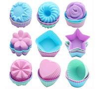 To encounter Silicone Cupcake Liners, Reusable Silicone Baking Cups, Non Stick Muffin Liners, 9 Shapes Pack of 36