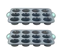 To encounter Silicone Muffin Pan, 2 Pack 12-Cup, Nonstick Baking Cups, Mini Cupcake Pan with Metal Reinforced Frame More Strength
