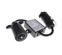 to EU Trailer Light Converter Adapter for Vehicle 7-Way Socket to European 7-Pin, ABS Housing with Spring-Loaded Cover for Caravan, Boat Trailer, Bike Carrier, Black