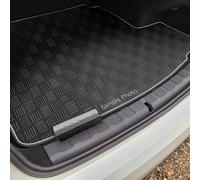 To Fit BMW 2 Series Active Tourer (U06) [bottom floor - MSport + MHEV models] Checker Rubber Boot Mat with Grey & Silver Dual Trim [CHECK-102165B]
