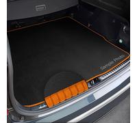 To fit Citroen C3 Aircross II [upper] (2017+) Tailored Black Carpet Boot Mat + Orange Ribbed Trim (Upper Floor of the Boot)