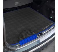 To fit Ford Transit Courier (2014-2023) Tailored Checker Rubber Boot Mat + Blue Ribbed Ribbed Trim [CHECK-100448B]