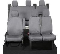To Fit Ford Transit Custom Front & Rear Seat Covers (6 Seater WITH Pull Down Tray) Grey Tailored Waterproof 2013-2023 - My Van Seat Covers MVSC102G-131G