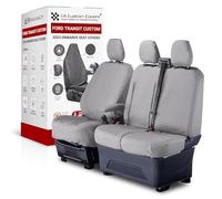 To Fit Ford Transit Custom Seat Covers 2013-2023 Front Set | Waterproof & Heavy Duty, Airbag Compatible, Easy To Fit - Driver & Double Passenger With Tray Grey