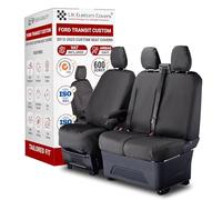 To Fit Ford Transit Custom Seat Covers 2013-2023 Front Set | Waterproof & Heavy Duty, Easy To Fit Ford Transit Custom Accessories - Driver & Double Passenger With Tray Black