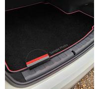 To fit Seat Alhambra 7 seats (2010+) Tailored Black Carpet Boot Mat + Red & Grey Dual Trim ((with the third row of seats folded))
