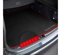 To fit Seat Alhambra 7 seats (2010+) Tailored Black Carpet Boot Mat + Red Ribbed Trim ((with the third row of seats folded))
