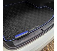 To Fit Suzuki ACross PHEV [one floor] (2020+) PHEV models - one floor in the boot - with a space saver tyre Checker Rubber Boot Mat with Blue & Grey Dual Trim [CHECK-101789B]