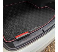 To Fit Suzuki ACross PHEV [one floor] (2020+) PHEV models - one floor in the boot - with a space saver tyre Checker Rubber Boot Mat with Grey & Red Dual Trim [CHECK-101789B]