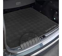 To fit Suzuki ACross PHEV [one floor] (2020+) PHEV models - one floor in the boot - with a space saver tyre Tailored Checker Rubber Boot Mat + Grey Ribbed Ribbed Trim [CHECK-101789B]