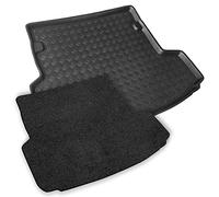 To fit Volkswagen Tiguan AllSpace (2016-2024) Boot Liner/Mat/Tray + Charcoal Carpet Insert (Models with adjustable boot floor - bottom floor of the boot) & space saver tyre located in boot