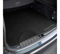 To fit Volkswagen Tiguan AllSpace (2017+) Tailored Black Carpet Boot Mat + Grey Ribbed Trim (Models with adjustable boot floor - bottom floor of the boot & space saver tyre located in boot)