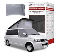 To Fit VW T5/T5.1 Windscreen Cover 2003-2015 - Sun Shade for Campervans | Summer UV Protection, Blackout for Privacy, Breathable & Waterproof Fabric, Easy to Fit VW T5/T5.1 Accessories, Grey