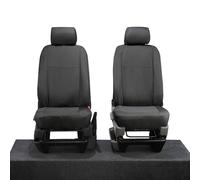 To Fit VW Transporter T6/T6.1 Caravelle Seat Covers 2015 On Front Set | Waterproof & Heavy Duty, Airbag Compatible, Easy To Fit - Tailored Driver & Single Passenger Black