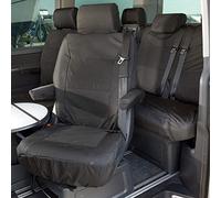To Fit VW Transporter T6/T6.1 Caravelle Seat Covers 2015 On Rear Set | Waterproof & Heavy Duty, Airbag Compatible, Easy To Fit - Tailored Rear Bench Black
