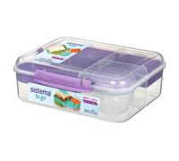 Sistema TO GO Bento Lunch Box | 1.65 L | School Lunch Box With Compartments & Snack Pot | BPA-Free | 1 Count | Misty Purple