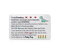 To Grandson Wallet Insert Card Birthday Greeting Gifts Personalized Encourage Graduation Gift Come-of-age Present Mini Love Pocket Card Go to University Keepsake Christmas Sunflower Awesome Reminder