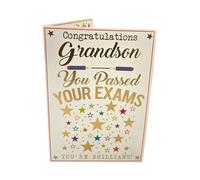 To Grandson You Passed Your Exam Stars Design Congratulations Card
