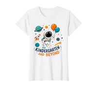 to Kindergarten and Beyond Astronaut Back to School Value Graphic T-Shirt, Women, White, S