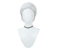 TO KU TOO YUO Anime Cosplay Wig Short Silver White Wig Slicked Back Hair Layered Wig Heat Resistant Hair Wig for Christmas Halloween Daily Party (Smoker)