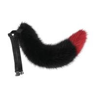 TO KU TOO YUO Cute Fox Wolf Tail Ear Headwear Plush Headband Tail Faux Fur Animal Ear Tail Party Cosplay Hair Accessories (Tail-Black Red)