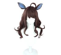 TO KU TOO YUO Game Cosplay Wig 65cm Brown Long Curly Hair with Ears Heat Resistant Synthetic Hair Halloween Anime Wigs + Wig Cap