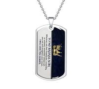 To my badass Son Daughter Necklace, Straighten Your Crown Dog Tag, This personalized necklace gift from mom and dad is the perfect present for birthdays, holidays, and Christmas., 3cm5cm, Sterling