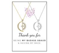 To My Badass Squad Necklace,We Always Have Each Other's Back All-Match Geometric Sun Necklaces Star and Moon Friendship Sliver Necklace Jewelry Gifts For My Best Friend, Large, Copper, No Gemstone