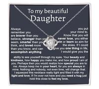 To My Beautiful Daughter Necklace, Daughter Necklace From Mom With Luxury Box, Daughter Gift From Mom, Daughter Birthday Gifts From Mom, Love Knot Necklace For Daughter, Mother Daughter Necklace, 14k