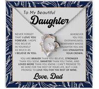 To My Beautiful Daughter Necklace from Dad, Gifts for Birthday, Christmas, Graduation, Wedding Day, Mother's Day from Dad, Romantic Eternal Love Jewelry for Daughter, Valentines Gift Idea