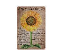 To My Beautiful Daughter Tin Signs, Today Is A Good Day to Smile, Gift for Daughter, Gift from Mom, Sunflower Kid Bedroom Retro Funny Metal Sign Vintage Wall Art Home Decor Tin Sign, 20x30 cm