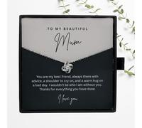To My Beautiful Mum - Sterling Silver Necklace Personalised Gift With A Custom Message Card (Luxury Wooden LED Gift Box, Silver Tree of Life)