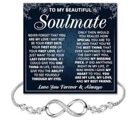 To My Beautiful Soulmate Bracelet For Women, Soulmate Bracelets For Wife From Husband, Gifts For Girlfriend Bracelet, Infinity Knot Bracelets For Fiancee With Heartfelt Message Card & Gift Box