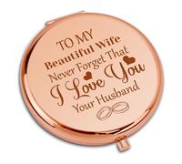 To My Beautiful Wife Gifts Travel Compact Pocket Makeup Mirror Gifts for Wife for Wife Wedding Gifts for Bride from Groom Christmas Valentines Day Gifts for Wife from Husband