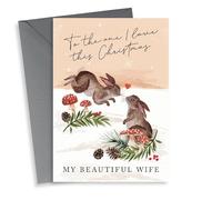 To My Beautiful Wife This Christmas - Cute Rabbits Kissing Christmas Card
