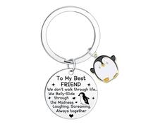 To My Best Friend Keyring Funny Friendship Gifts for Women Bestie Gifts Cool Positive Penguin Gifts for Friend Birthday Gifts for Women Sister Gifts Best Friend Present